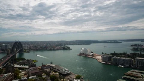 Sydney Harbour Bridge and Opera House Timelapse Overlooking Water and Cityscape Stock Footage 341672641