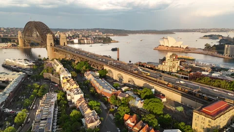 Sydney Harbour Bridge and Opera House Stock Footage 344060716