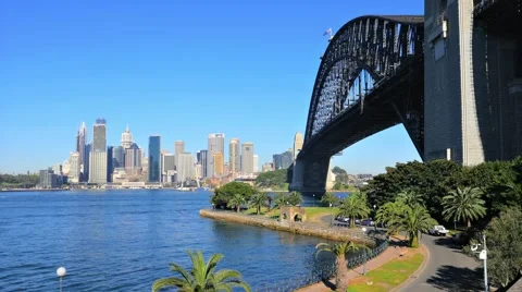 Sydney Harbour Bridge and Sydney CBD in 4k Stock Footage 59366042