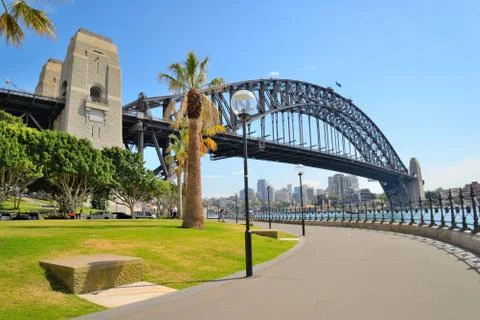 Sydney Harbour bridge in bright blue sky Stock Photos