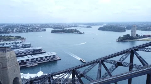 Sydney Harbour Bridge - Close up drone footage Stock Footage 308522139