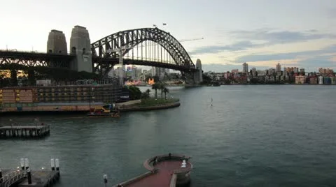 Sydney Harbour Bridge at Dusk Stock Footage 11928875