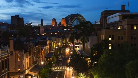 Sydney Harbour Bridge Dusk Motion Timelapse Stock Footage 89152738