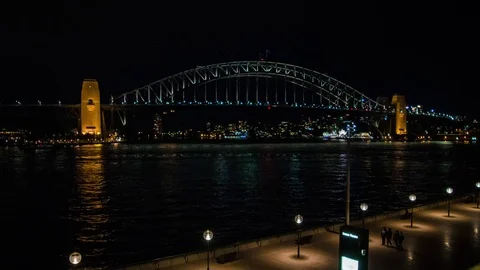 Sydney Harbour Bridge Night Timelapse Stock Footage 78525554