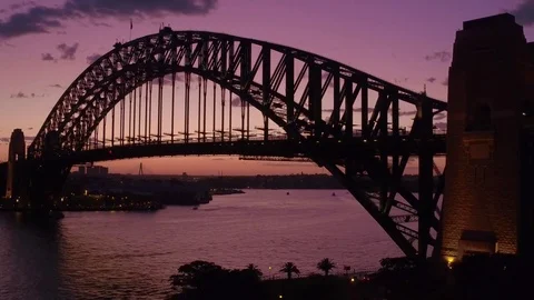 Sydney Harbour Bridge at sunset Stock Footage 72607694