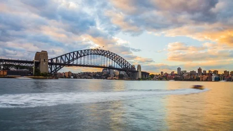 Sydney Harbour Bridge at Sunset Video stock 87099801