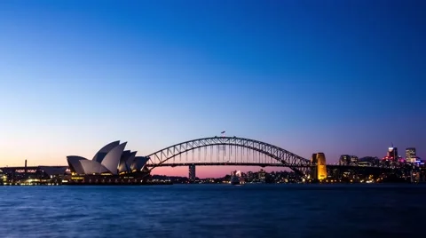 Sydney Harbour Bridge Sunset Timelapse in 4k Stock Footage 68752214