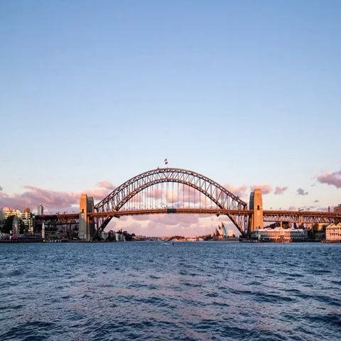 Sydney Harbour Bridge sunset timelapse in 4k. Wide shot. Stock Footage 69514281