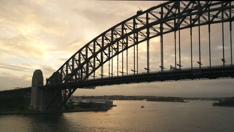 Sydney Harbour bridge at sunset - View from Kirribilli Stock Footage 76461590