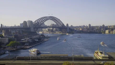 Sydney Harbour Bridge Time Lapse with ferries and boats Stock Footage 88240987