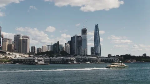 Sydney Harbour-New Development Barangaroo - Drone Aerial Stock Footage 234838215