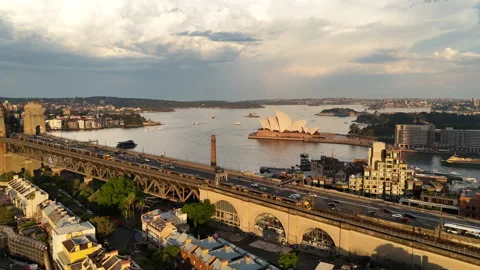 Sydney Harbour Opera House and Bridge Stock Footage 344060797