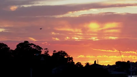 Sydney Harbour Sunset, Reflective waters, City lights, Seaside charm Stock Footage 274481250