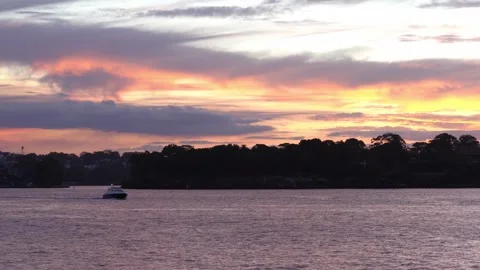 Sydney Harbour Sunset, Reflective waters, City lights, Seaside charm Stock Footage 274481558