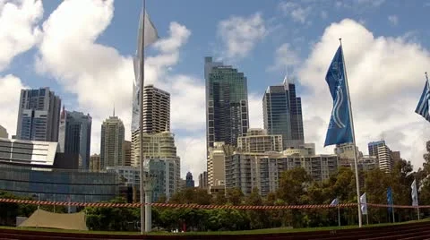 Sydney highrise and flags.mp4 Stock Footage 10819995