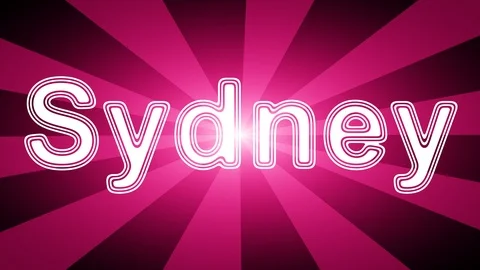 Sydney icon in red abstract background with rays. Video stock 114031467