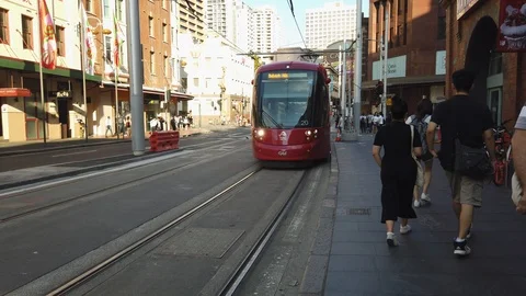 Sydney light rail passing through Stock-Footage 102400700