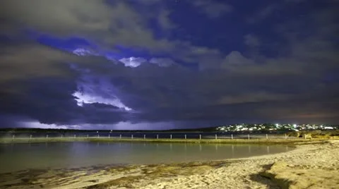 Sydney Lightning Storm Time lapse Video stock 11806457