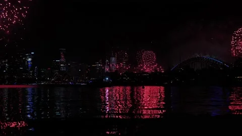 Sydney new year 2023 firework display with sound 4K Stock Footage 231010325