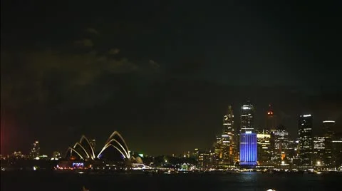 Sydney night skyline Stock Footage 18063939