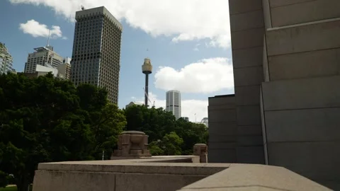 Sydney Observation Tower seen from The Anzac Memorial 6K Stock Footage 299882278