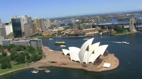 Sydney Opera House Aerial Stock Footage