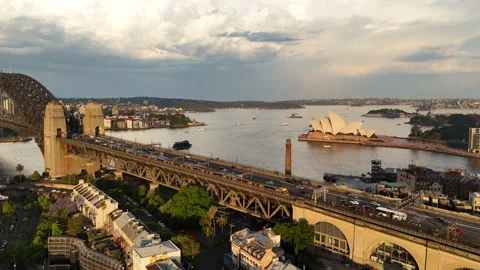 Sydney Opera House and Bridge Stock Footage 344060748