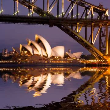 Sydney opera house and harbour bridge twilight Stock Photos