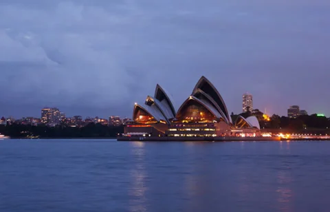 Sydney Opera House dusk hyperlapse Stock Footage 38709805