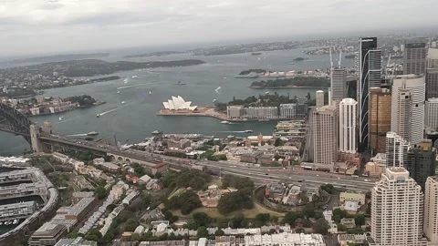 Sydney Opera House Harbour Bridge Aerial Stock Footage 337167531