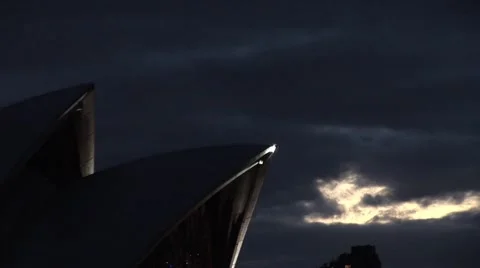 Sydney Opera house at Night with plane Stock Footage 44201113