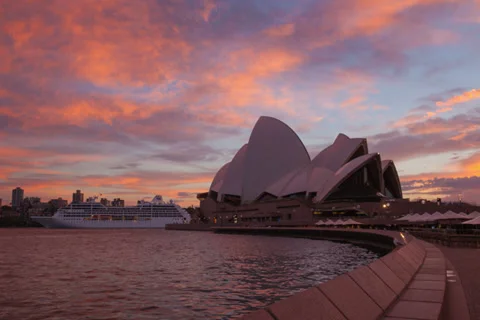 Sydney Opera House Sunrise Hyperlapse Stock Footage