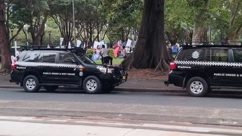 Sydney protesters peaceful equality protesters nsw police riot squad Stock Footage 242349589