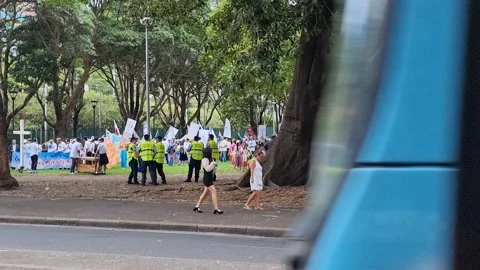 Sydney protesters peaceful equality protesters nsw police riot squad Stock Footage 242349594