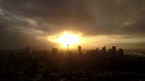 Sydney Skyline Sunset Stock Footage 73910798