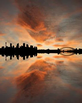 Sydney skyline at sunset Stock Illustration