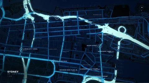 Sydney - top-down street network map Stock Footage 343518904