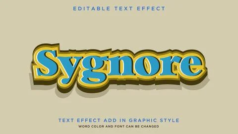 Sygnore glowing standard text effect Editable text effect Stock Illustration