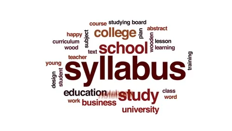 Syllabus animated word cloud, text design animation. Stock Footage