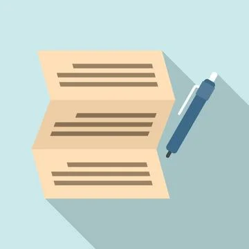 Syllabus write paper icon, flat style 스톡 일러스트