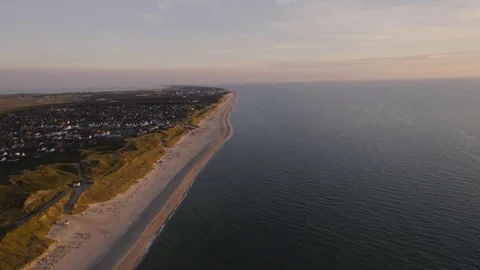 Sylt Beach Aerial Video Stock Footage