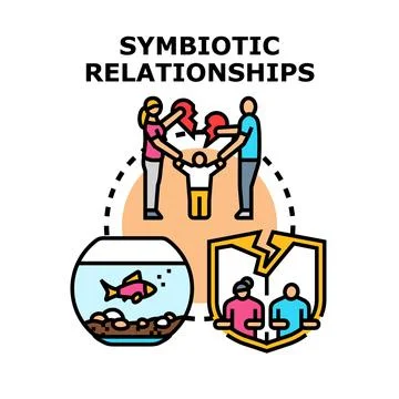Symbiotic relationships concept demonstrating interdependence in life Stock Illustration