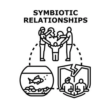 Symbiotic relationships concept demonstrating interdependence in life Illustrazione stock