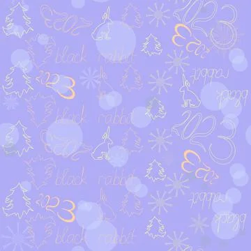 The symbol of 2023 is a rabbit a seamless pattern without a background Stock Illustration