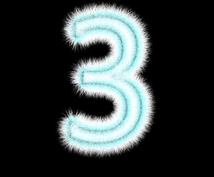 Symbol "3" from wool on a black background Stock Illustration