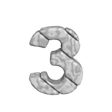 Symbol 3d made of marble.number 3 Illustrazione stock
