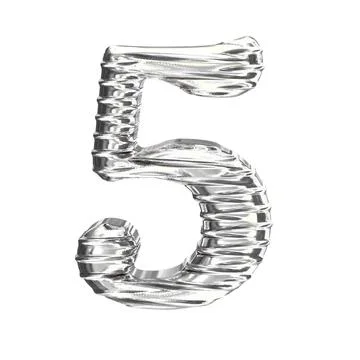 The symbol 3d made of silver. number 5 Stock Illustration