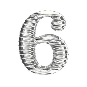 The symbol 3d made of silver. number 6 Illustrazione stock