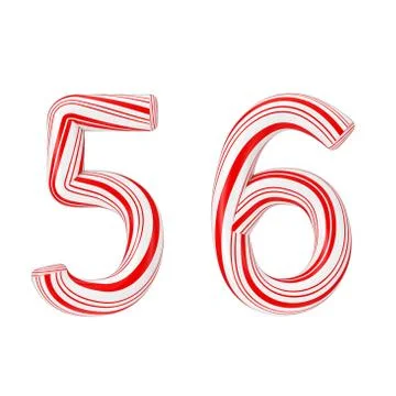 Symbol 5 and 6 Mint Candy Cane Alphabet Letters Numbers Collection Striped in Stock Illustration