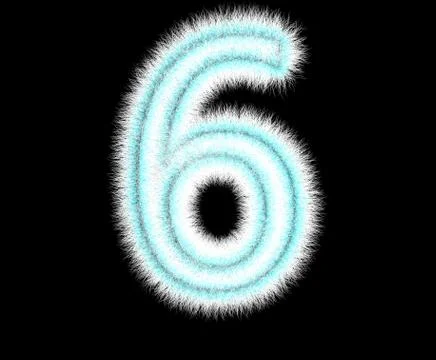 Symbol "6" from wool on a black background Stock Illustration